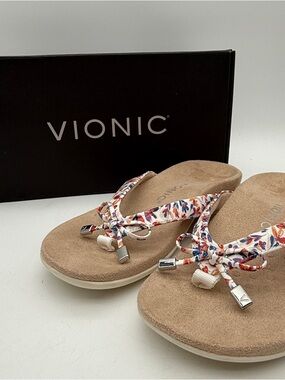 Vionic Bella II Marshmallow Flower Flip Flops Women’s 6.5 M Orthotic Sandals NEW